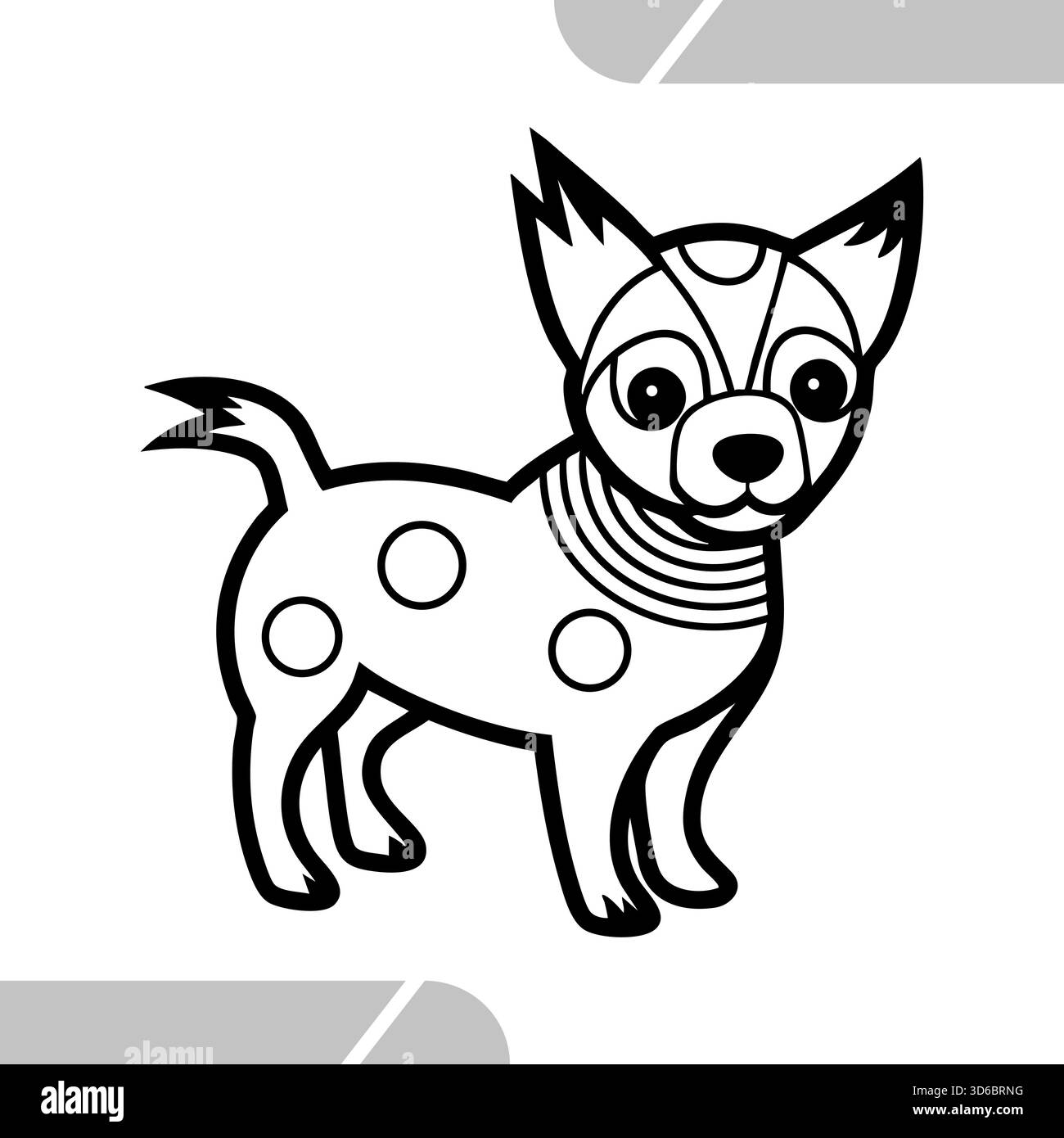 Decorative Stylized Dog Outline Coloring Page Illustration. Vector ...