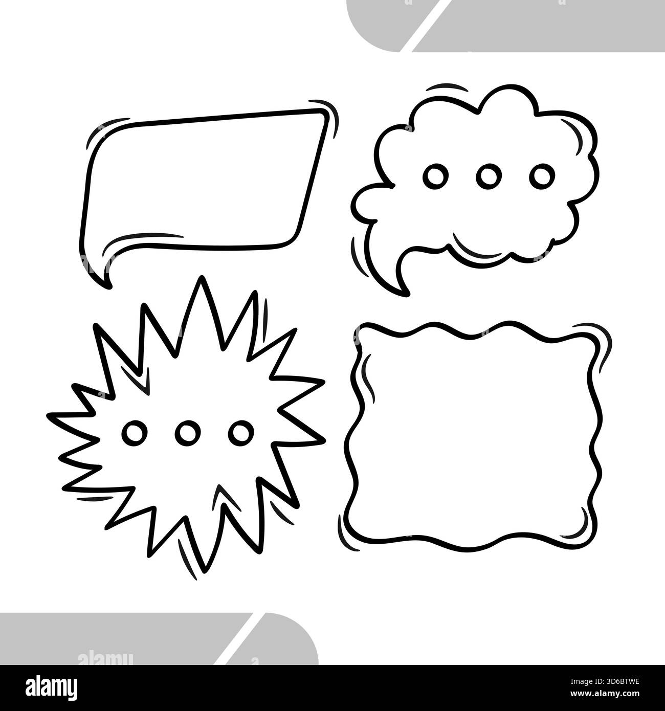 Hand Drawn Doodle Speech Bubble Line Art Set Illustration. Vector ...