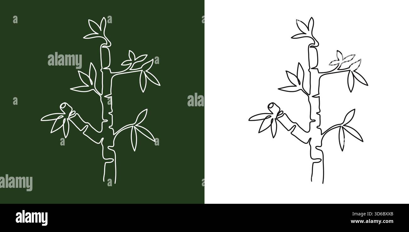 Continuous line art bamboo tree plant drawing minimalist vector ...