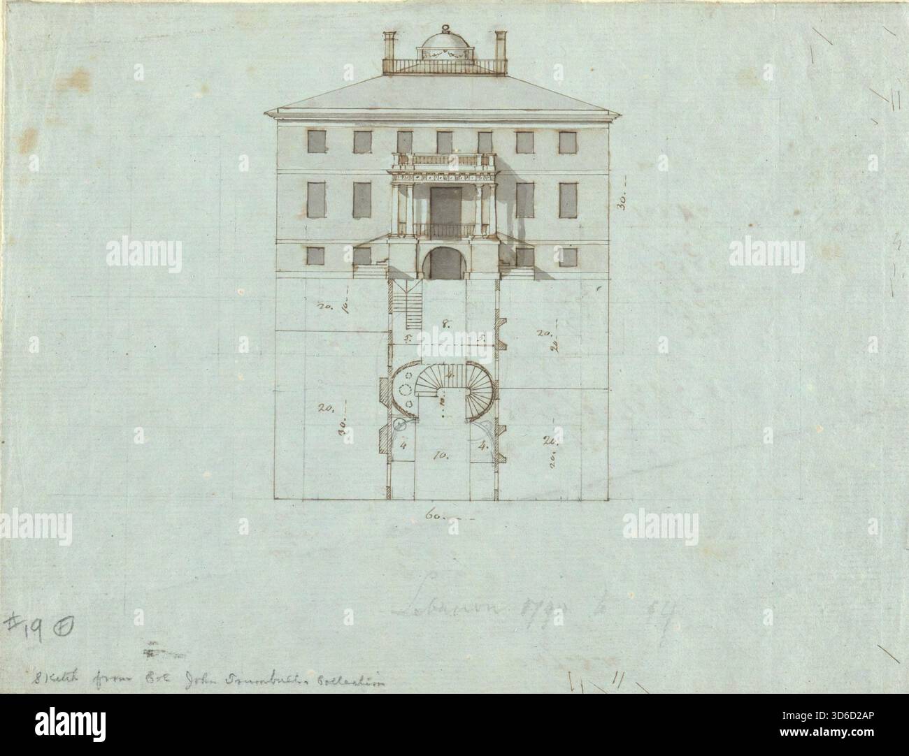 "Elevation and plan for interior of large house (1790?94). John ...