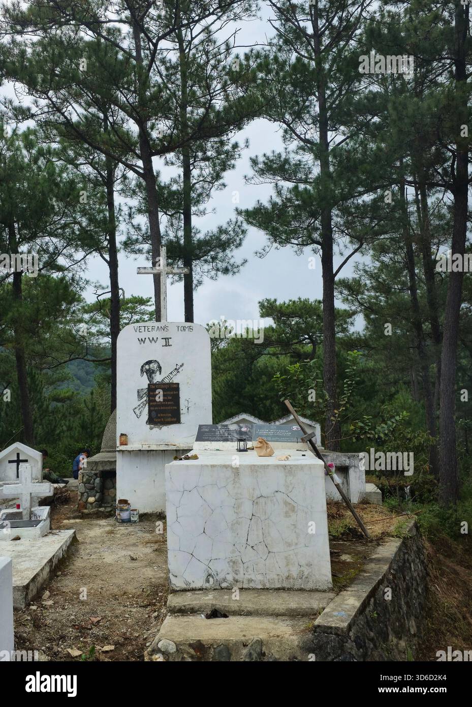 WWII Veteran's tomb in the cemetery in Sagada, Philippines. - Smartphone Captured Stock Image