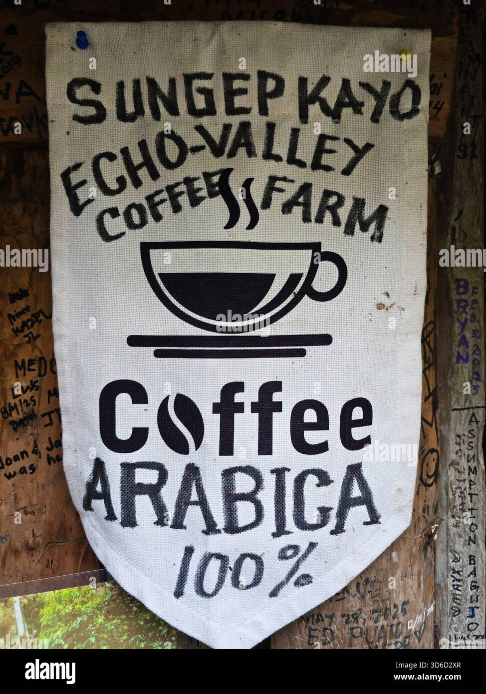 Sign of the Echo Valley Farm café in Sagada, Philippines. - Smartphone Captured Stock Image