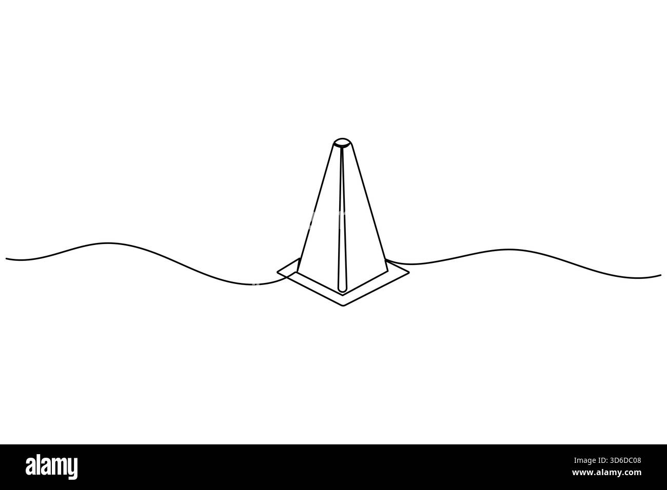 Traffic cone continuous line drawing and minimalist style isolate outline vector icon Stock Vector