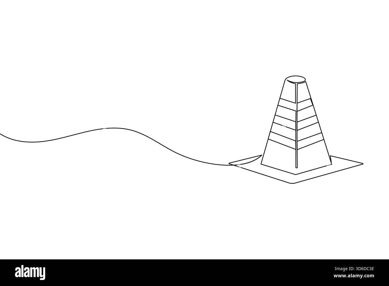 Traffic cone continuous line drawing and minimalist style isolate outline vector icon Stock Vector