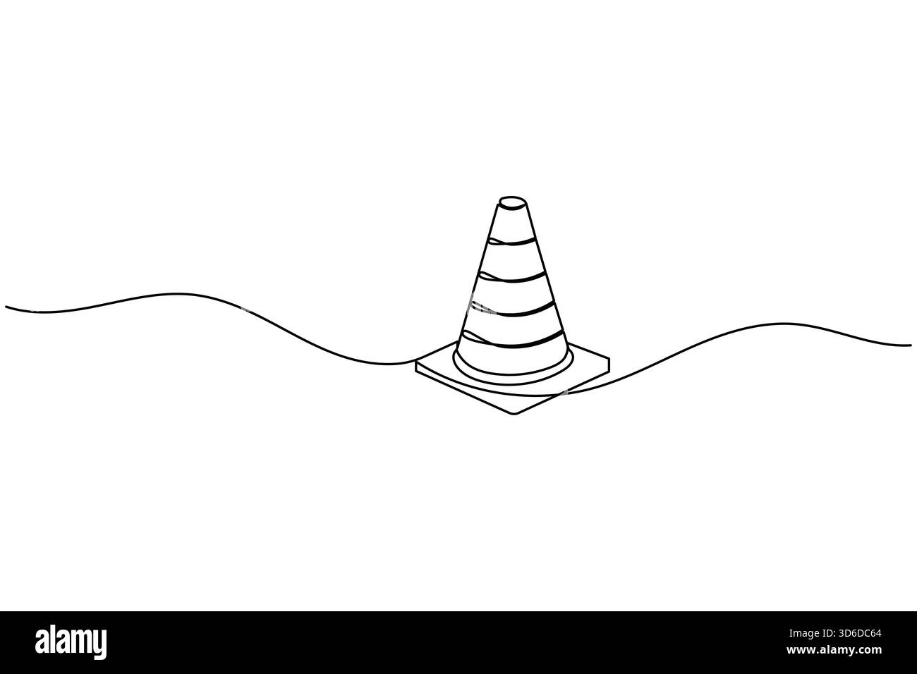 Traffic cone continuous line drawing and minimalist style isolate outline vector icon Stock Vector