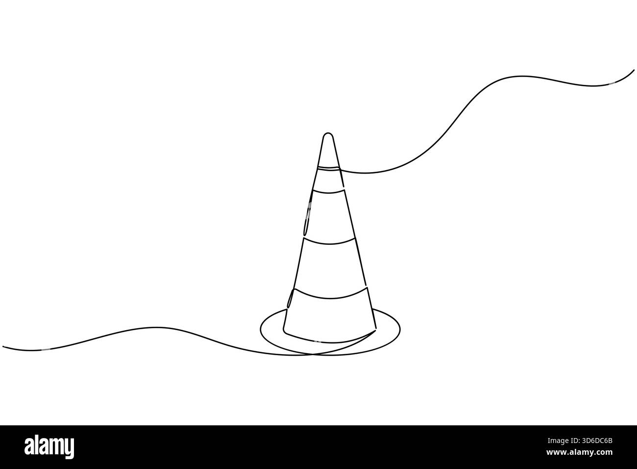 Traffic cone continuous line drawing and minimalist style isolate outline vector icon Stock Vector