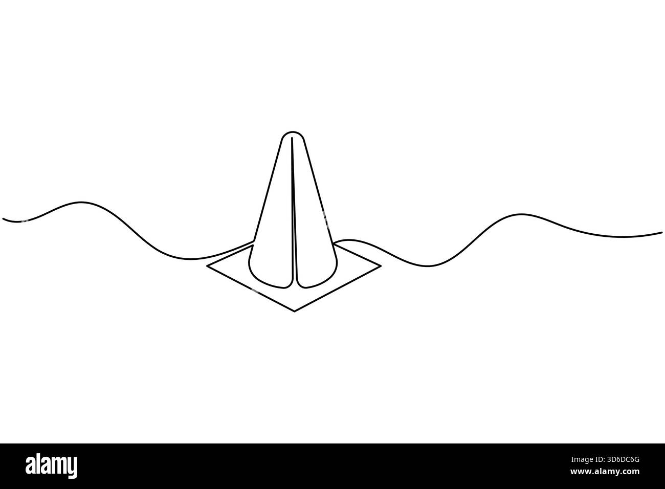 Traffic cone continuous line drawing and minimalist style isolate outline vector icon Stock Vector