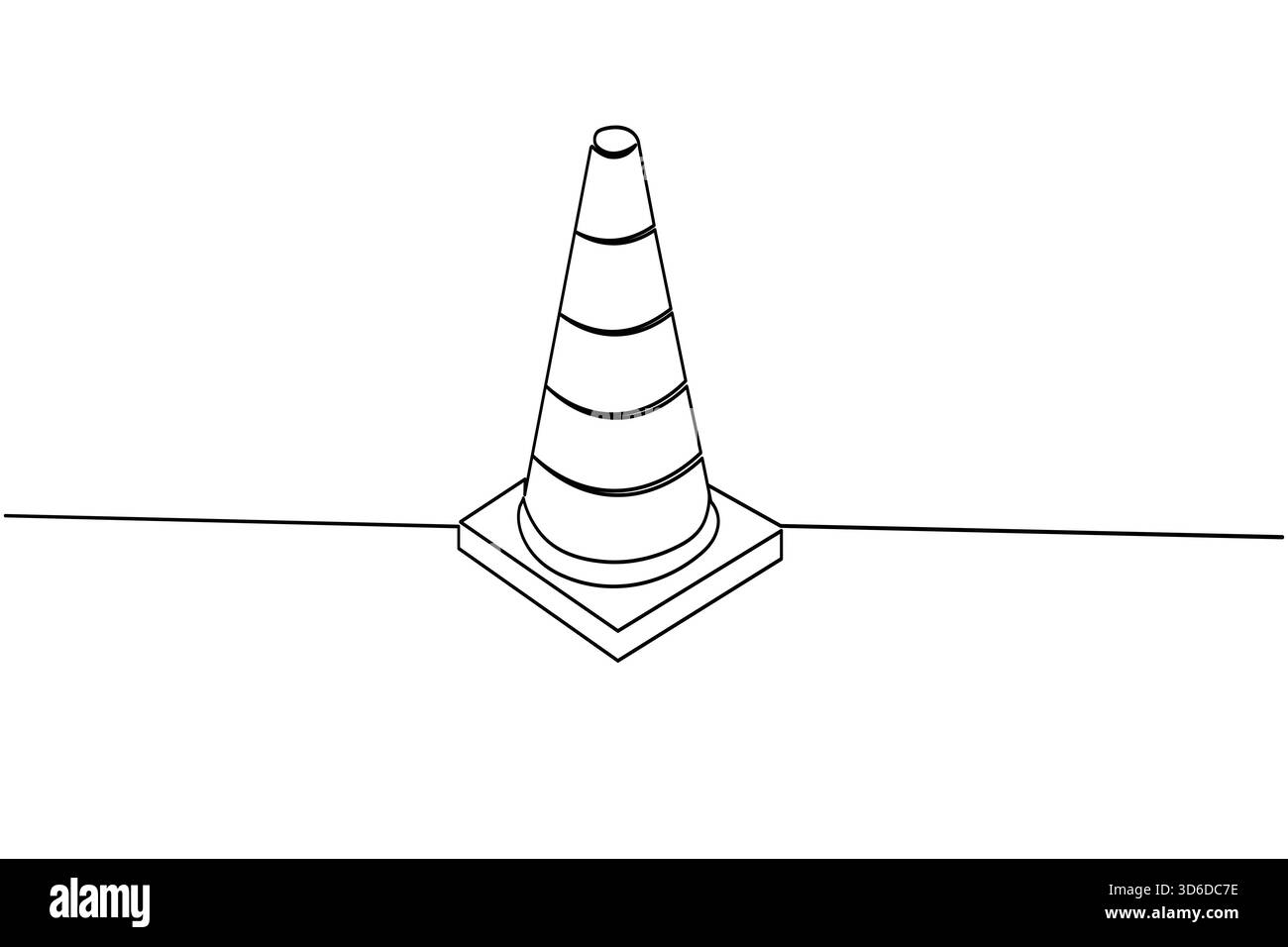 Traffic cone continuous line drawing and minimalist style isolate outline vector icon Stock Vector