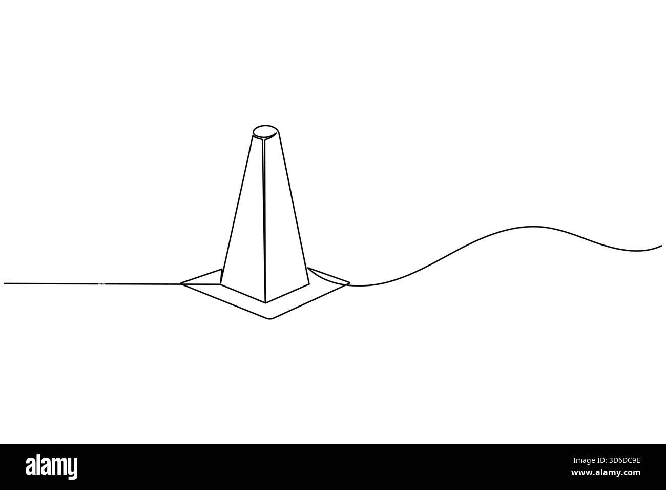 Traffic cone continuous line drawing and minimalist style isolate outline vector icon Stock Vector