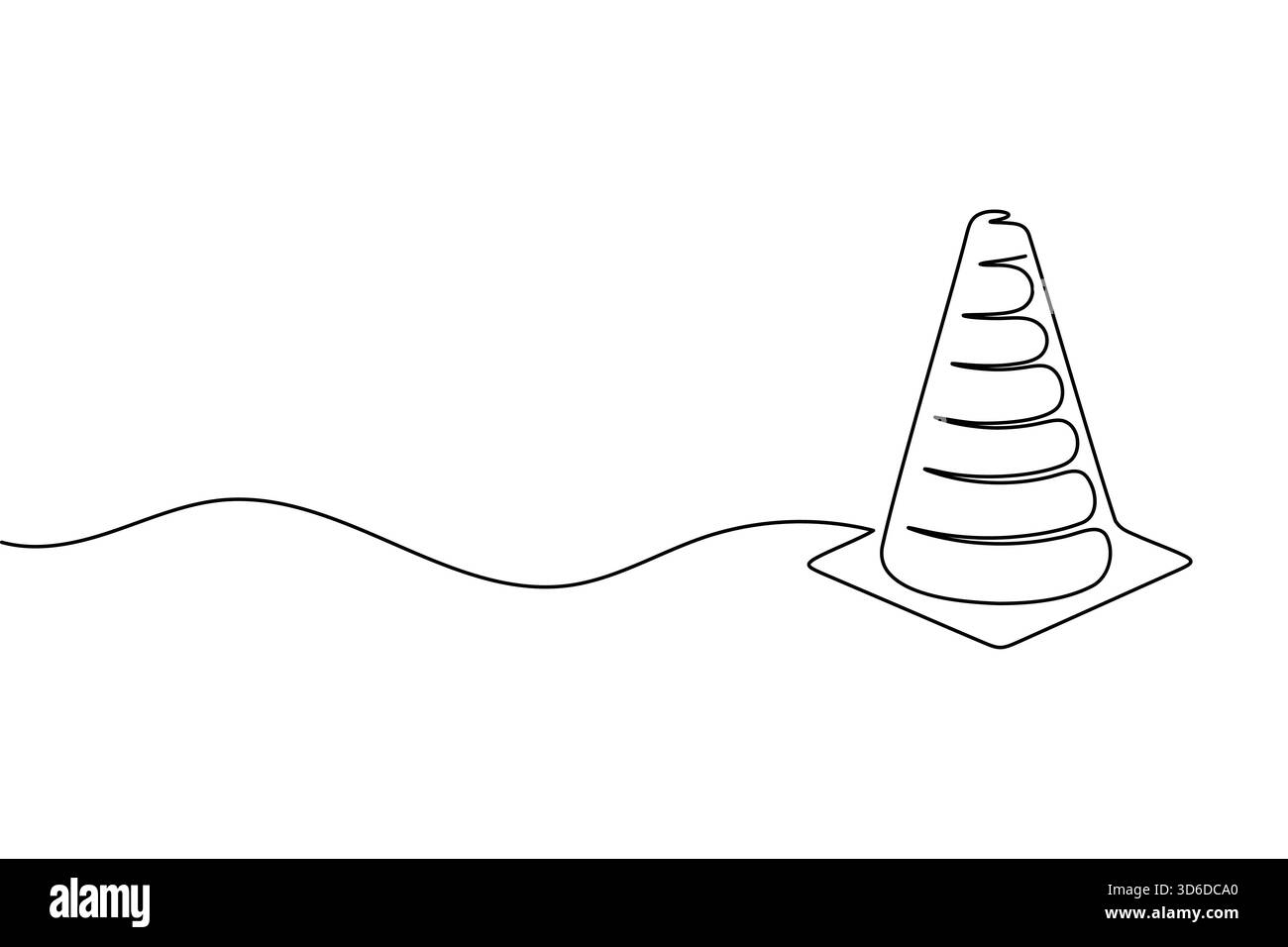 Traffic cone continuous line drawing and minimalist style isolate outline vector icon Stock Vector