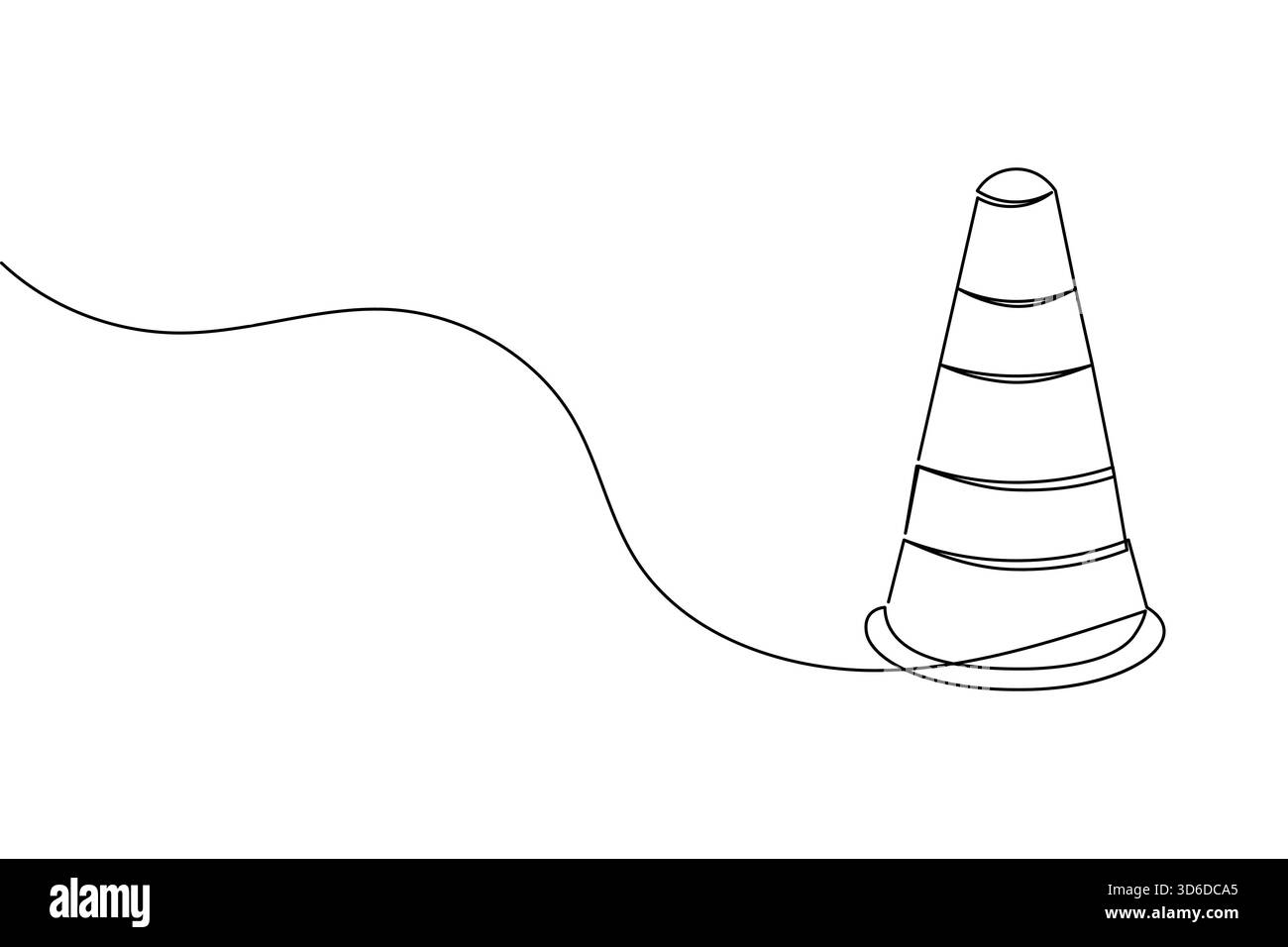 Traffic cone continuous line drawing and minimalist style isolate outline vector icon Stock Vector