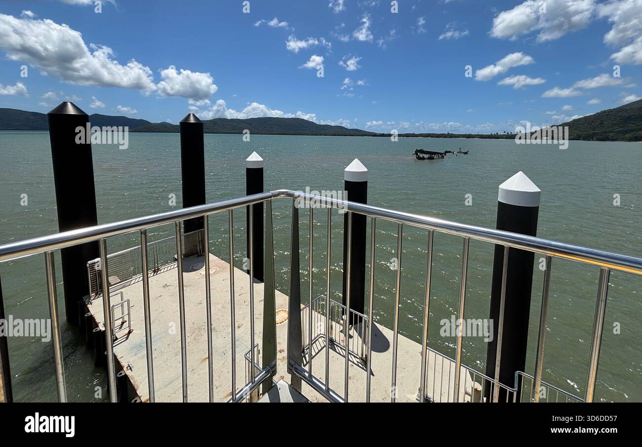 New Nguymbi jetty at Gribble Point, Yarrabah, near Cairns, Queensland, Australia. No PR - Smartphone Captured Stock Image