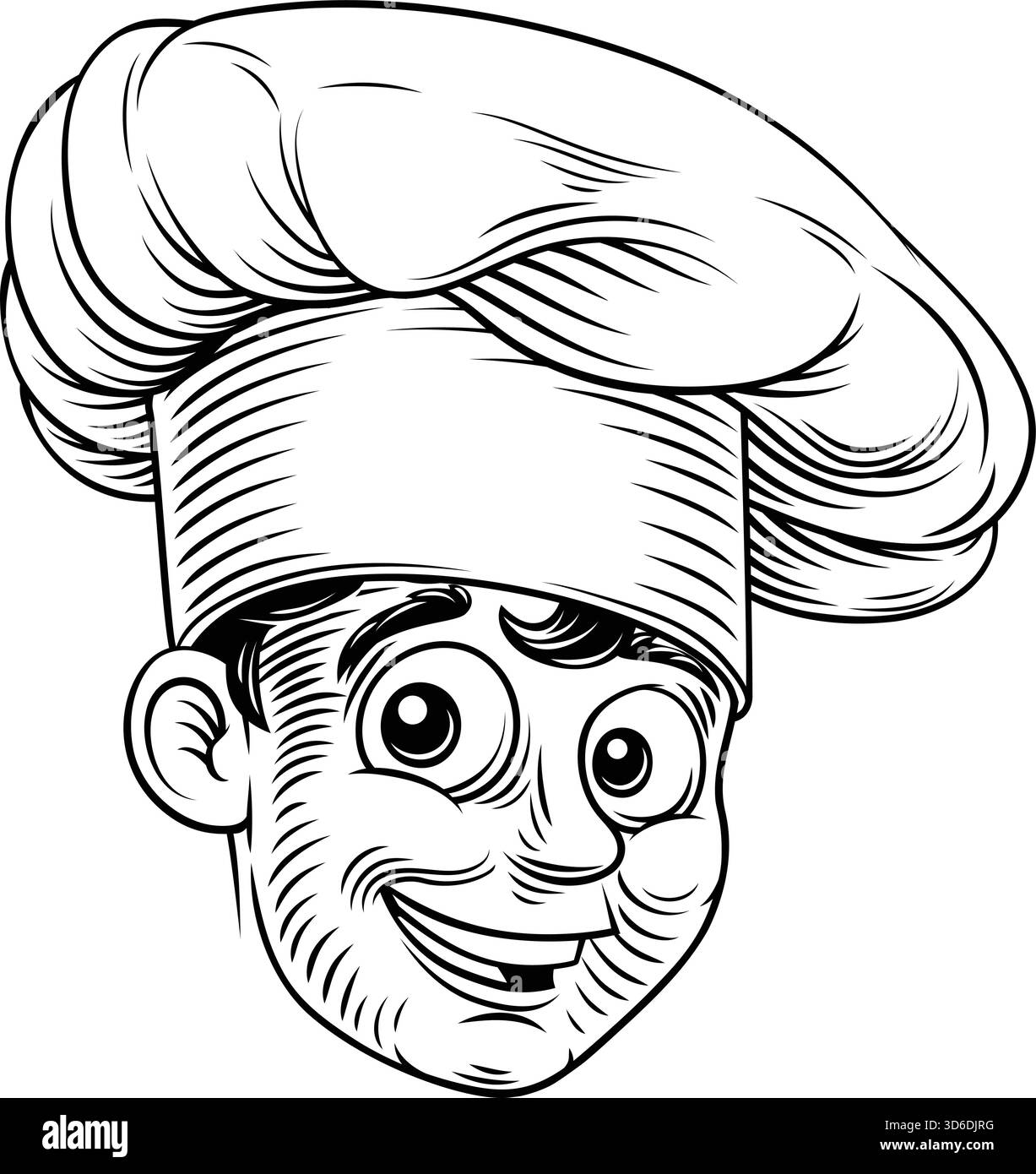Smiling Chef Baker Cook Woodcut Vintage Drawing Stock Vector Image ...