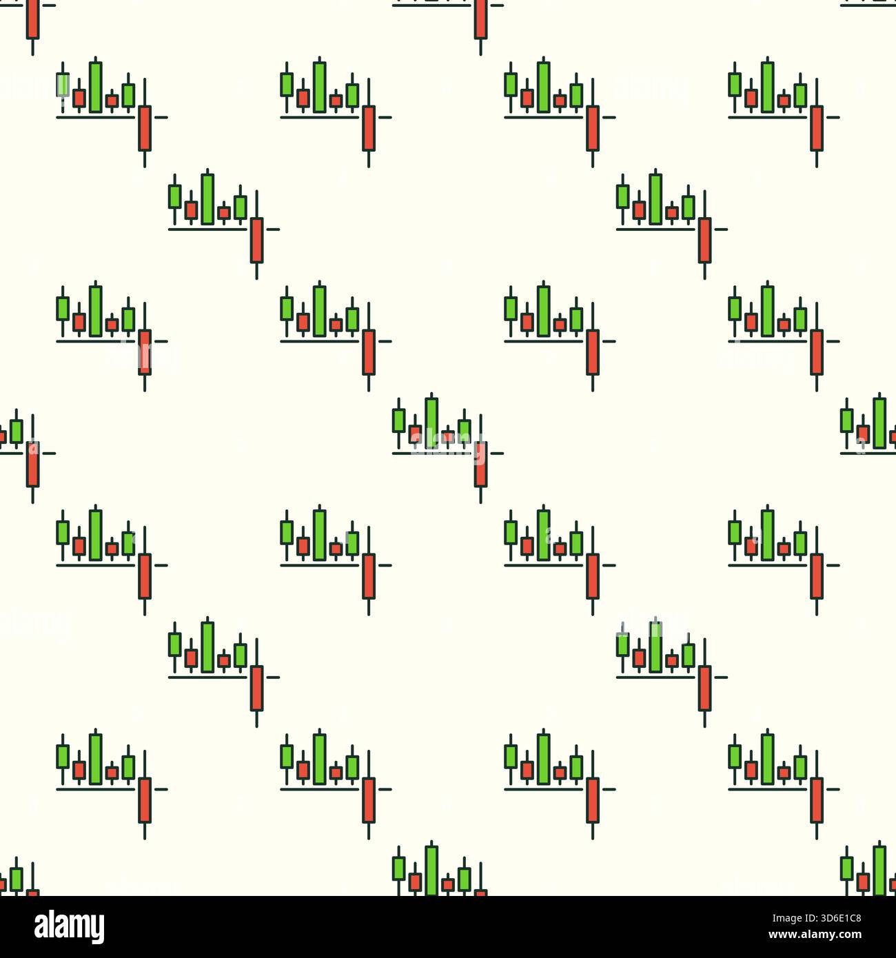 Breakout Candlestick Chart vector Trading concept colored seamless pattern Stock Vector