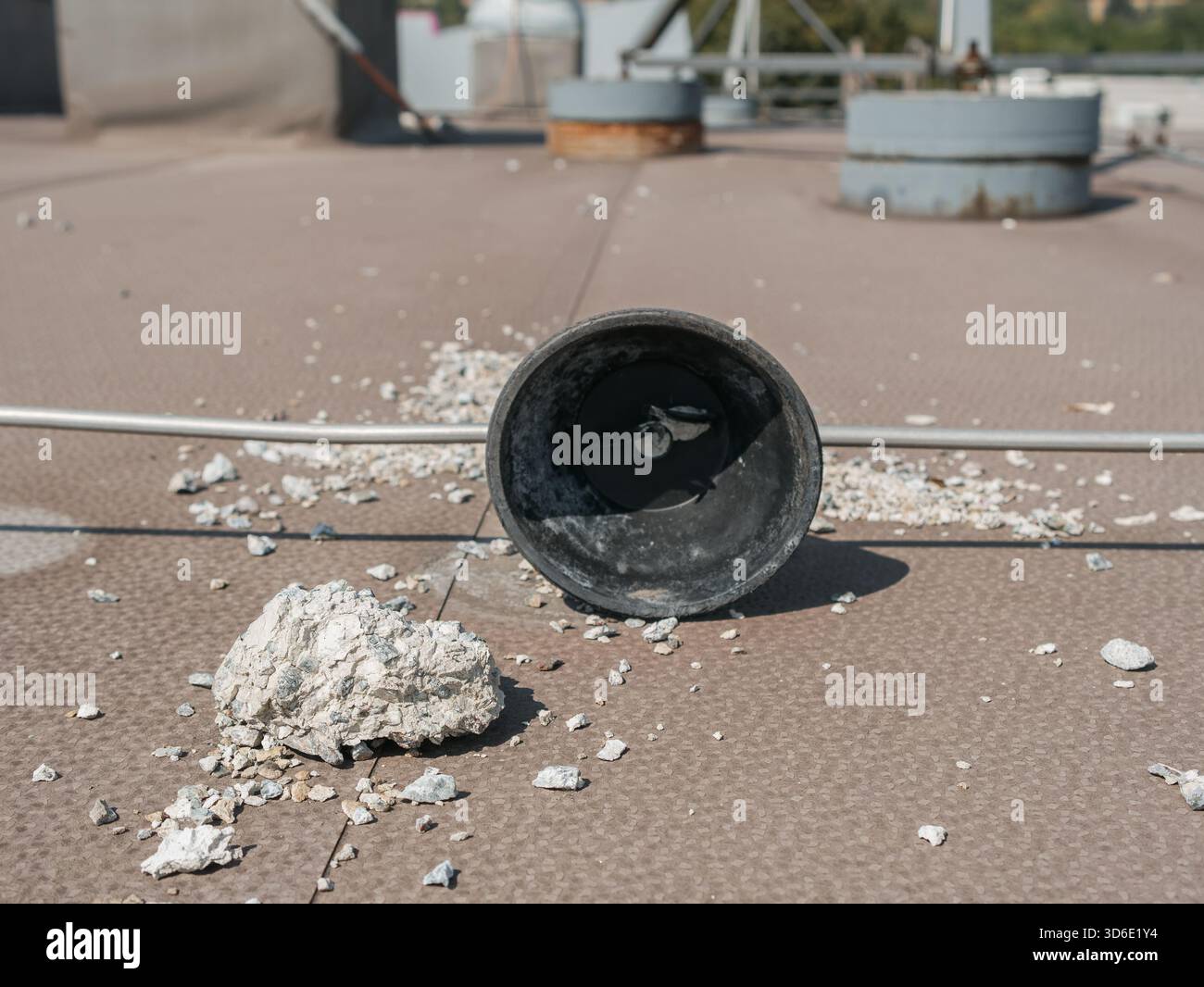 Substandard concrete has degraded and fallen away from the lightning ...