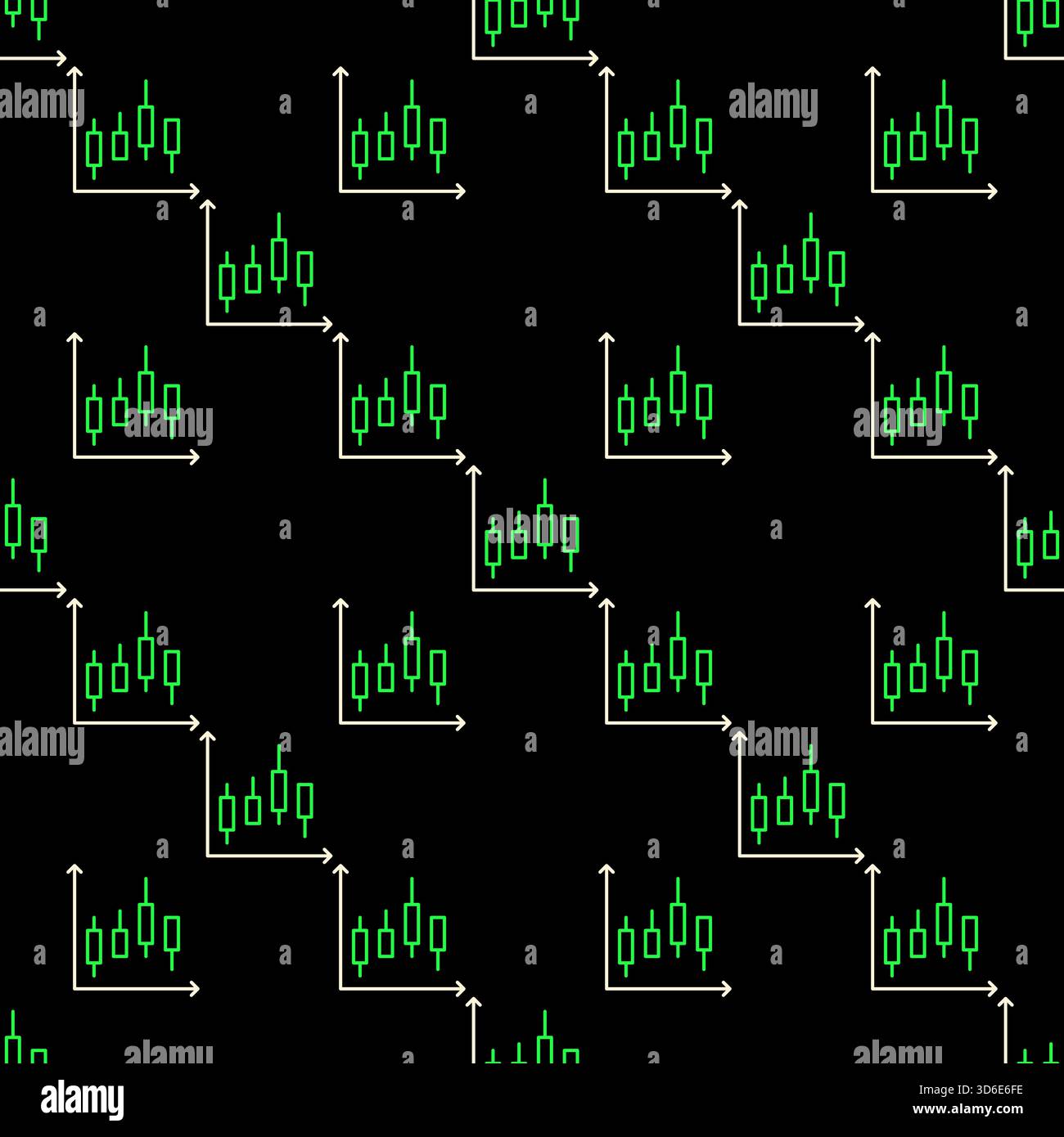 Candlestick Chart vector Market Data concept outline minimal seamless ...