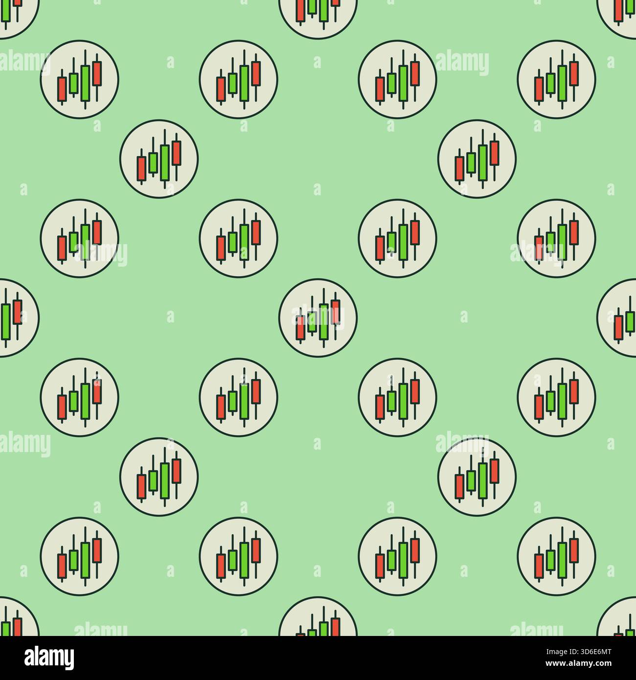 Circle with Financial Graph vector concept colored seamless pattern Stock Vector