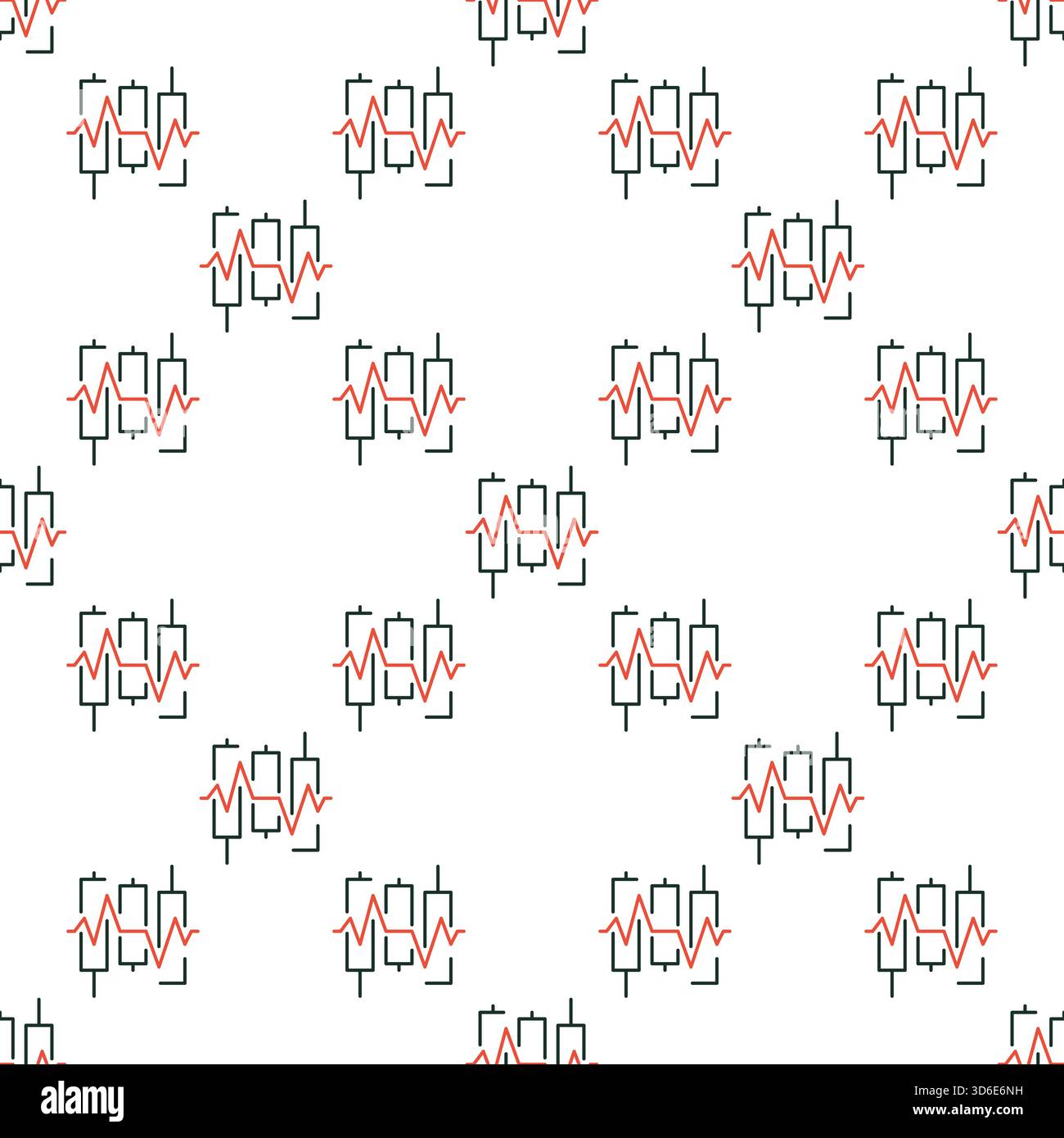 Candlestick Graphic vector Candlestick Chart Heartbeat concept colored seamless pattern Stock Vector