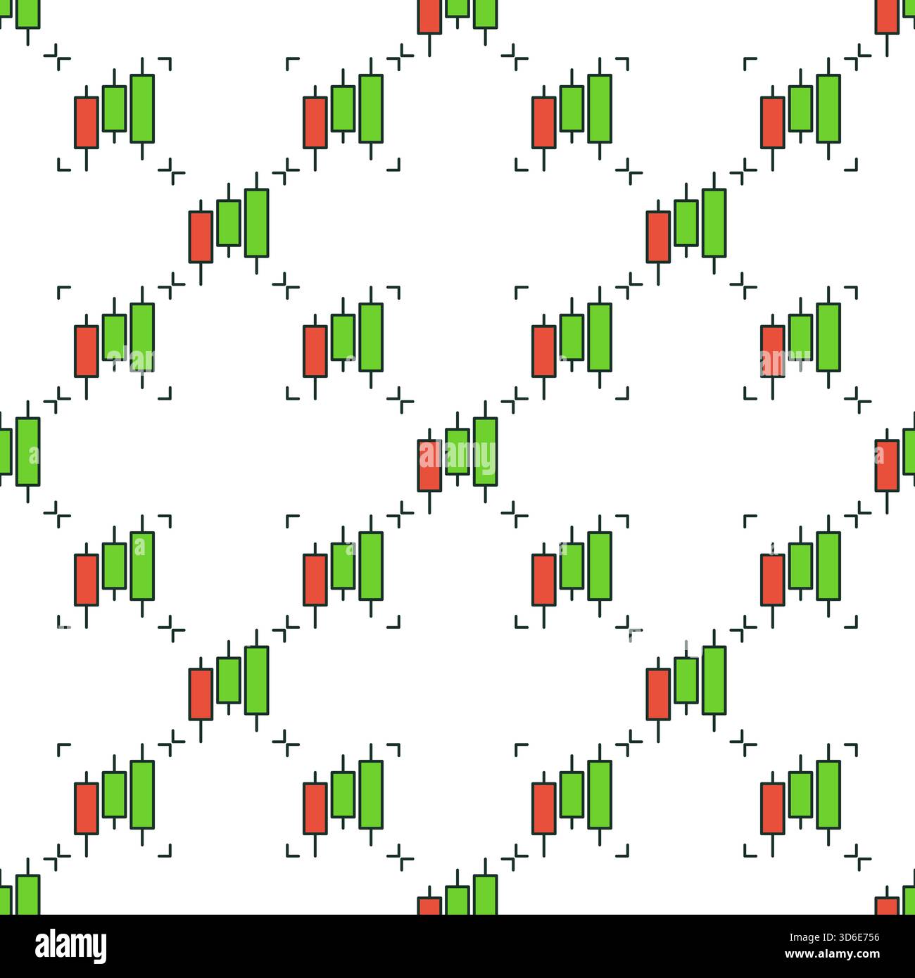 Investment Graph or Chart vector Three Candlesticks concept colored seamless pattern Stock Vector