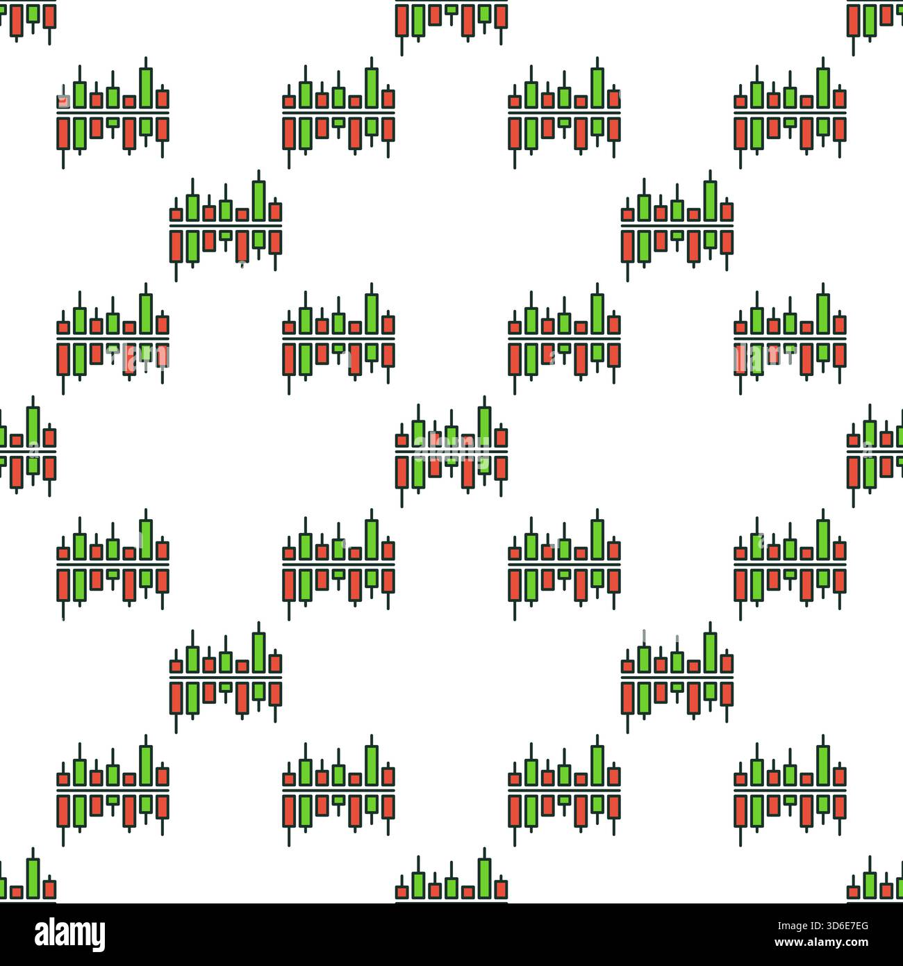 Financial Graph for Investor vector concept colored seamless pattern Stock Vector