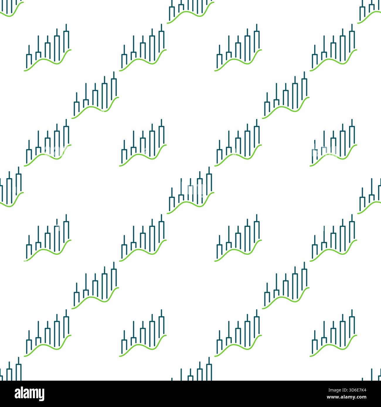 Investment Graph vector Candlestick Chart Wave concept colored seamless pattern Stock Vector