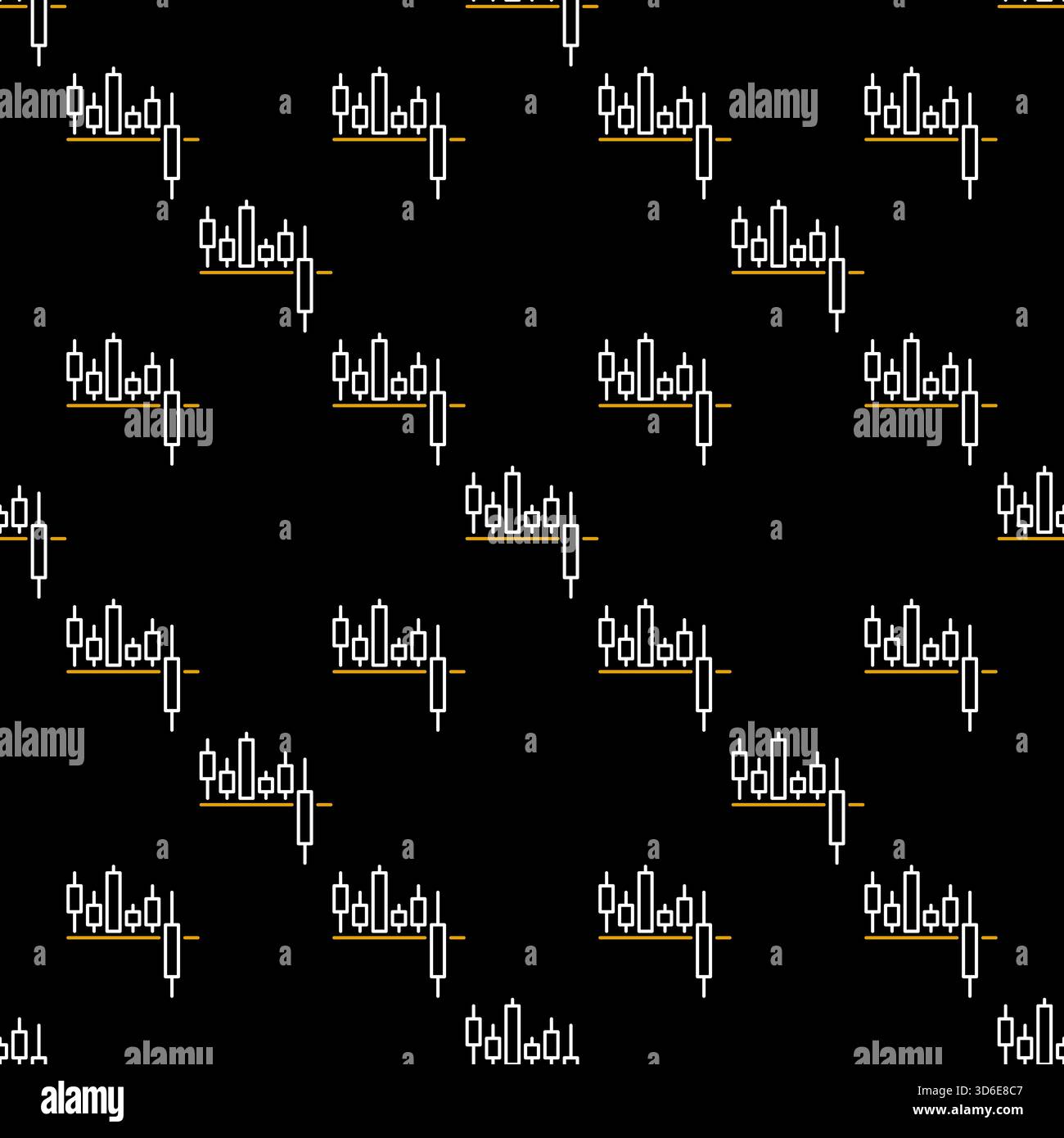 Trading Analysis vector Breakout Candlestick Chart concept seamless pattern in outline style Stock Vector