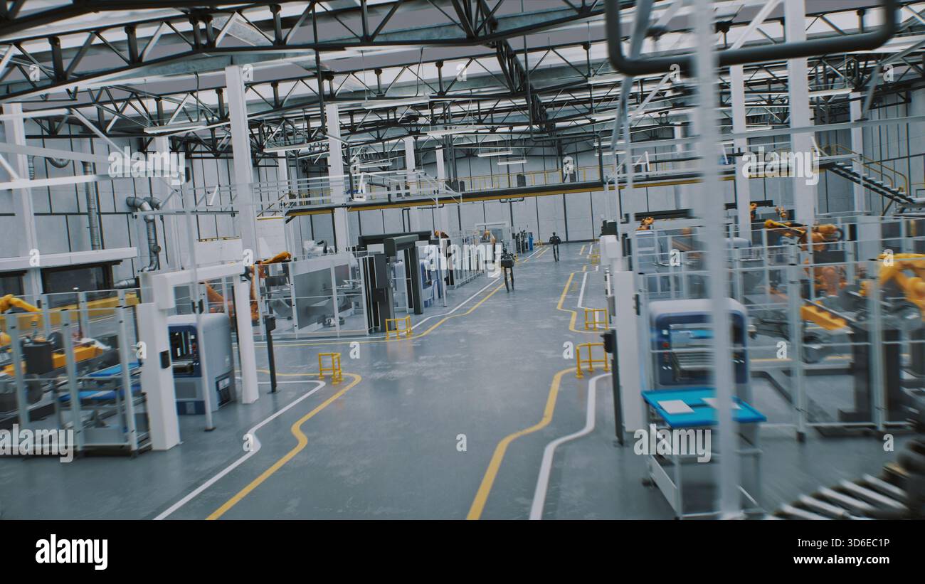 Next Generation Factory Clean Industrial Environment With Zero Human Presence. Futuristic ...
