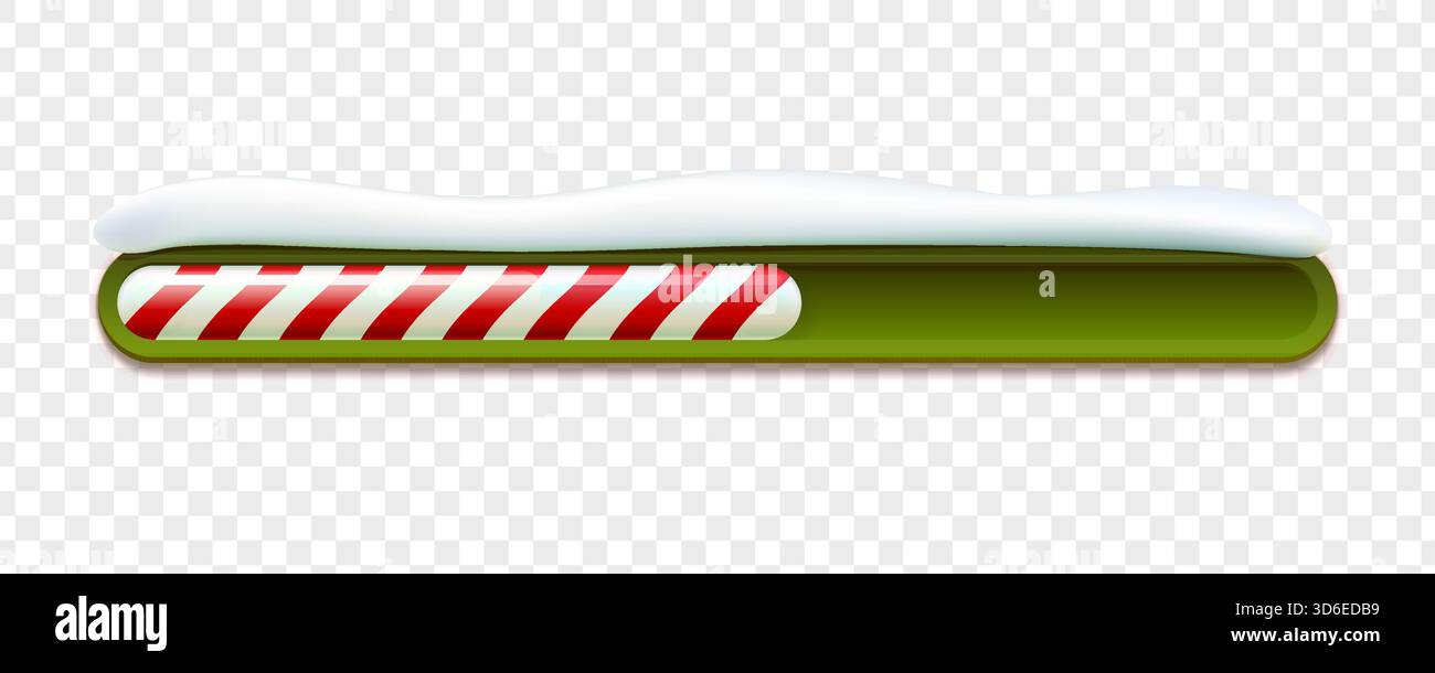 Christmas loading bar with snow, green frame and red candy cane stripe ...