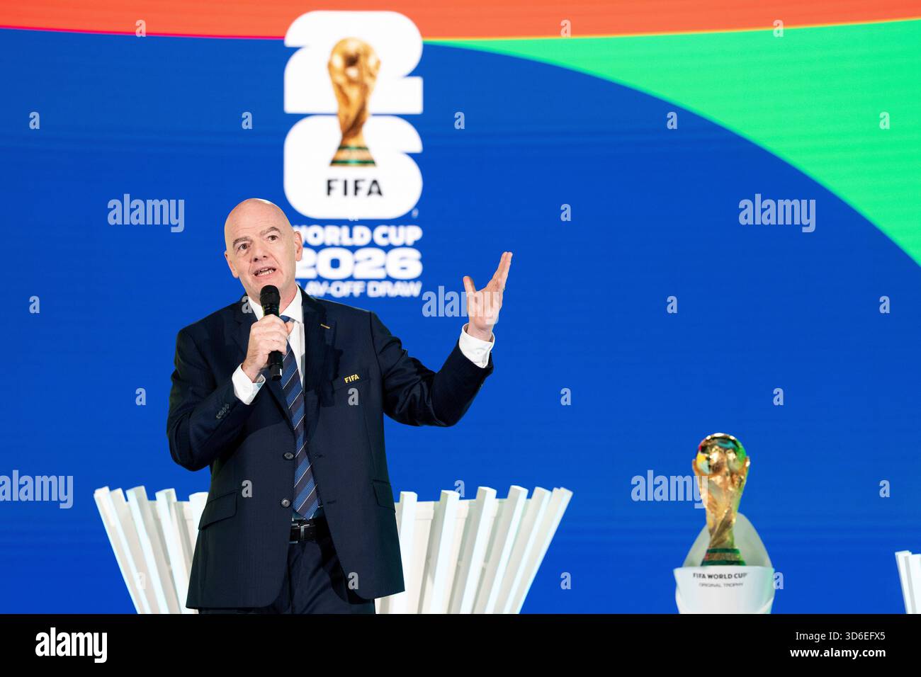 Fifa president gianni infantino speaks during the soccer world cup playoff draw in zurich switzerland thursday nov claudio th Fifa president gianni infantino speaks during the soccer world cup playoff draw in zurich switzerland thursday nov claudio th