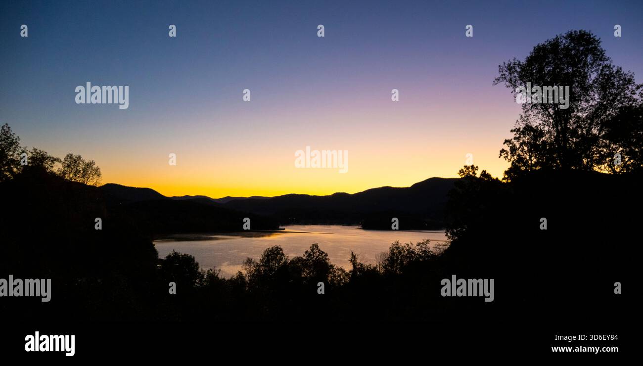 View of Lake Chatuge in the Blue Ridge Mountains of northern  Georgia in Hiawassee Georgia USA Stock Photo