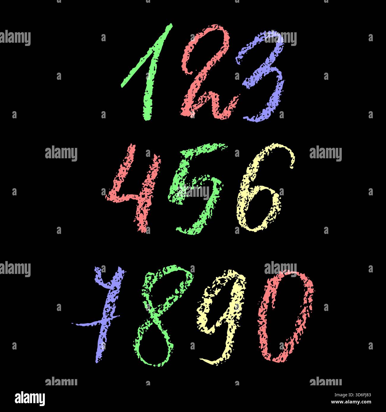 Hand Drawn Grunge Chalk Textured Numbers Signs Stock Vector Image & Art ...