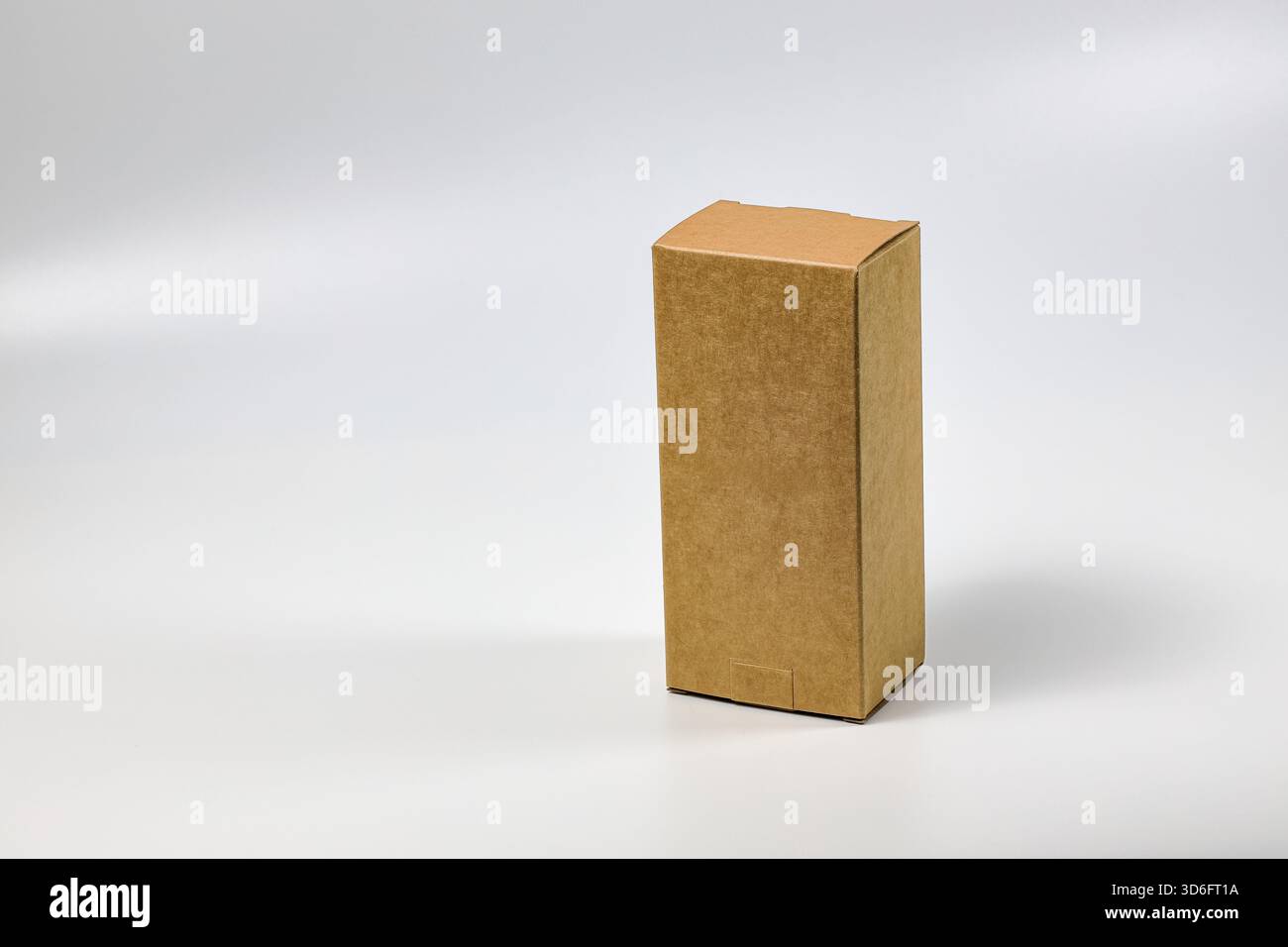 Rectangle Cardboard box for Parcel Delivery isolated on white background. Stock Photo