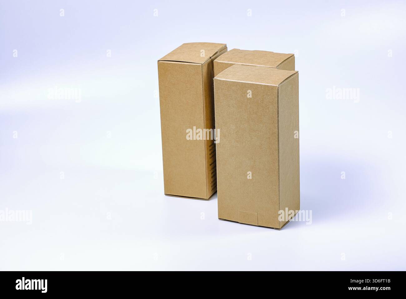Several many rectangles Cardboard boxes for Parcel Delivery isolated on white background. Stock Photo