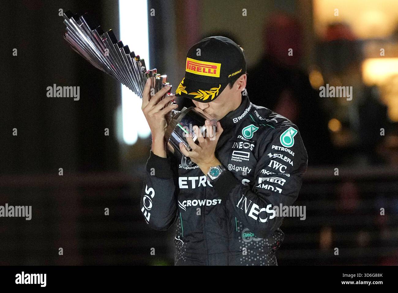 George Russell Ranking FILE - Mercedes driver George Russell, of Britain, celebrates after ...