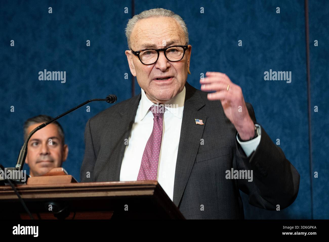 Senate Minority Leader Chuck Schumer (D-NY) speaking at a press ...