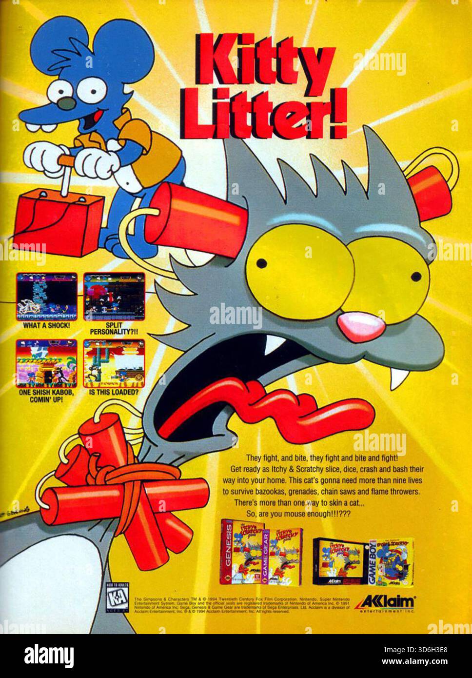 1994 Itchy and Scratchy video game Acclaim ad Stock Photo - Alamy