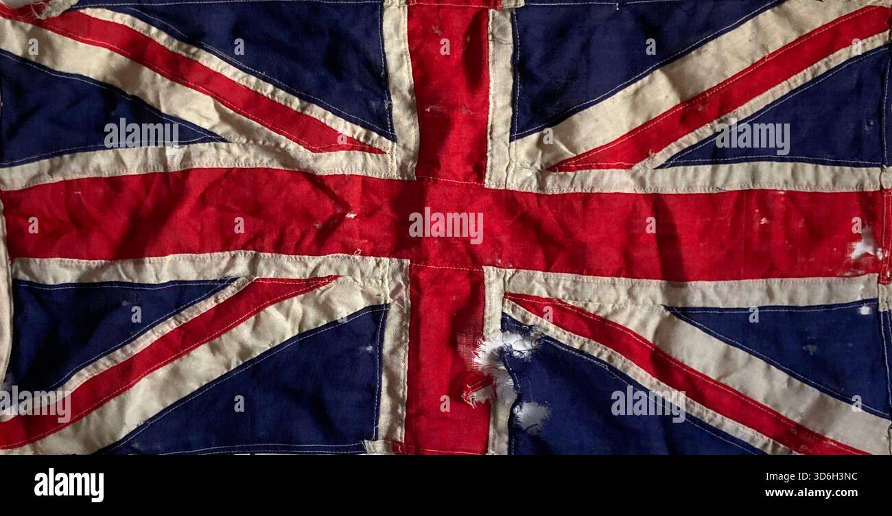 A distressed  British red, white and blue Union Jack flack - Smartphone Captured Stock Image