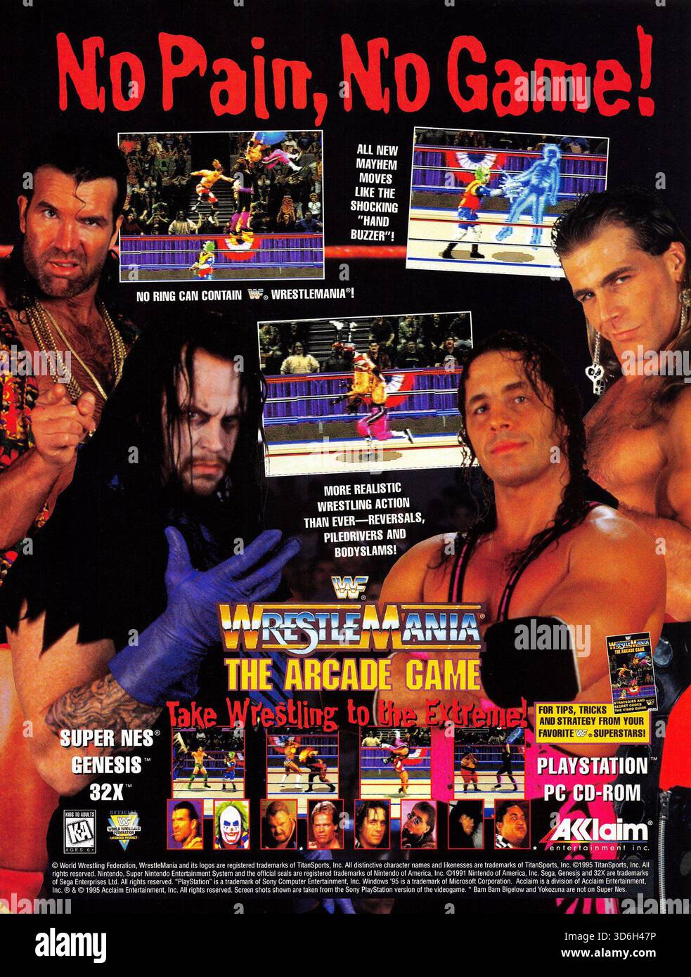 wwfシリーズa/1 1996 WWF WrestleMania: The Arcade Game ad, released by Acclaim
