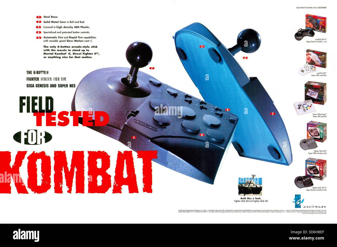 1994 ASCIIWare Mortal Kombat II and Street Fighter II Stick Controllers ...