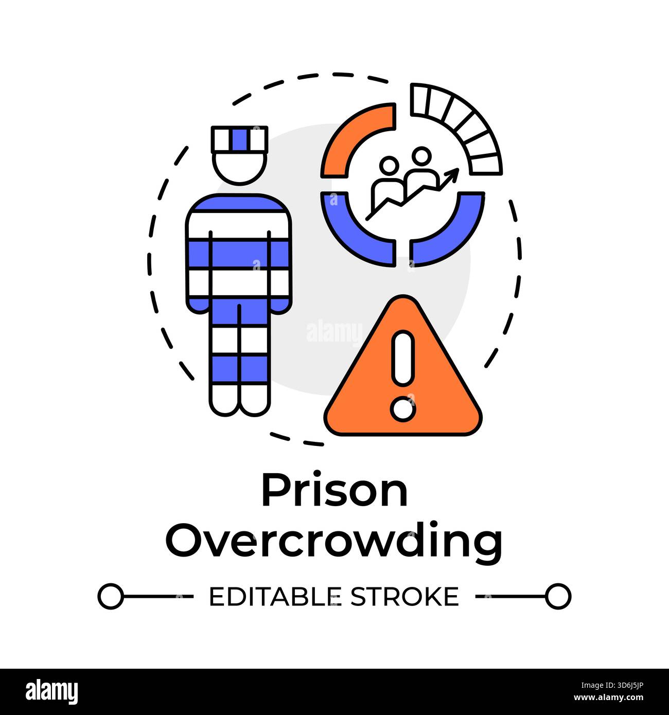 Prison overcrowding multi color concept icon Stock Vector