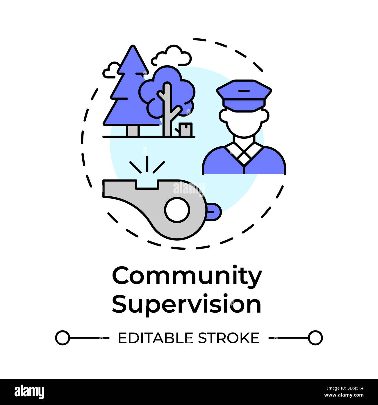 Community supervision multi color concept icon Stock Vector