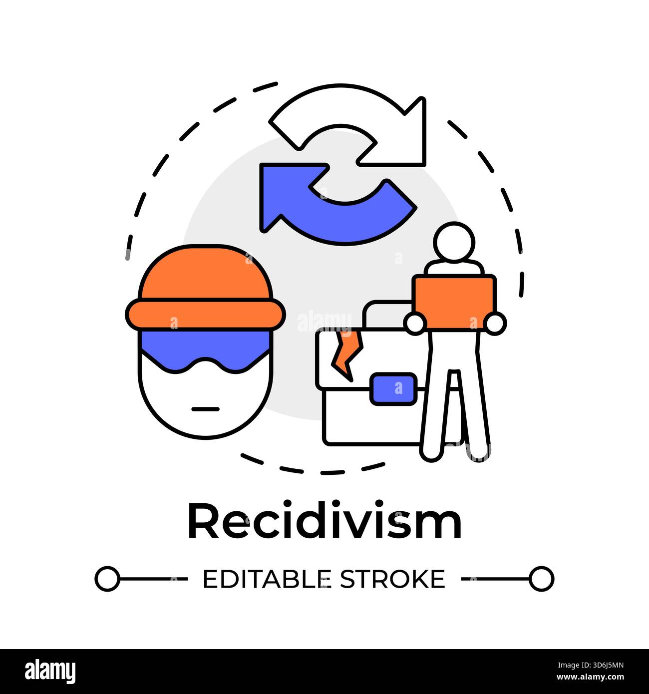 Recidivism multi color concept icon Stock Vector