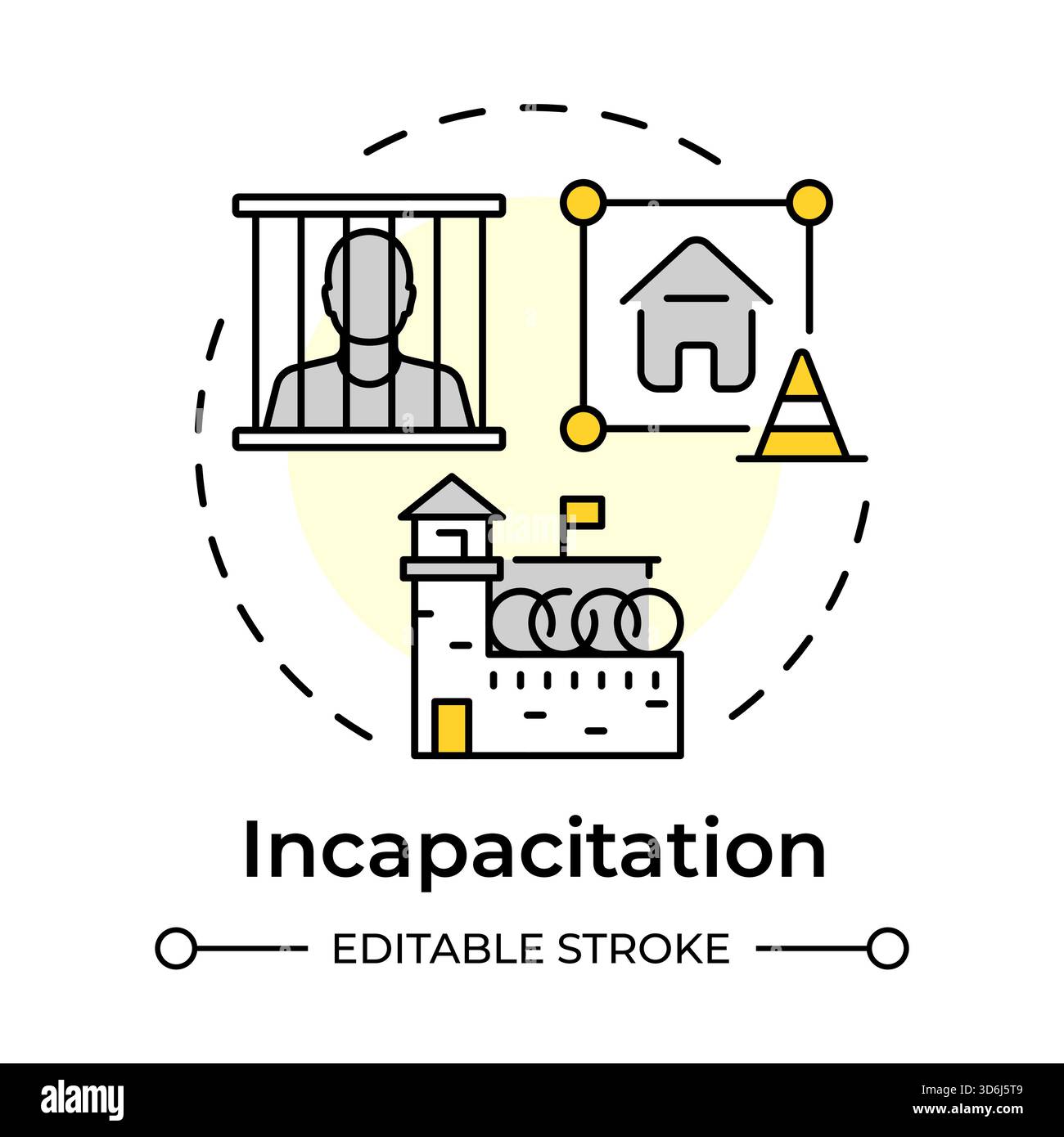 Incapacitation multi color concept icon Stock Vector