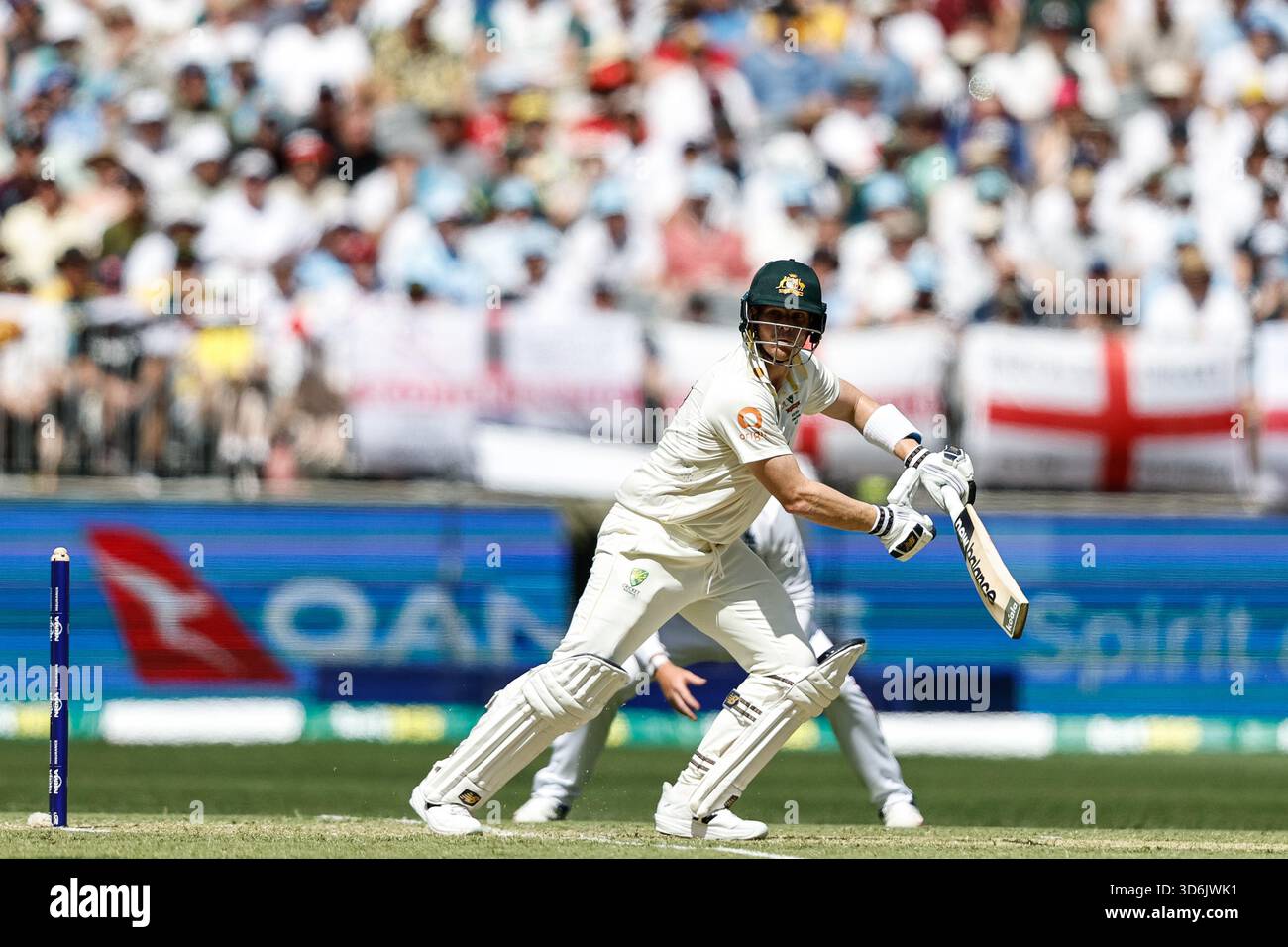 Australia captain Steve Smith hits the first run in the fifth over ...