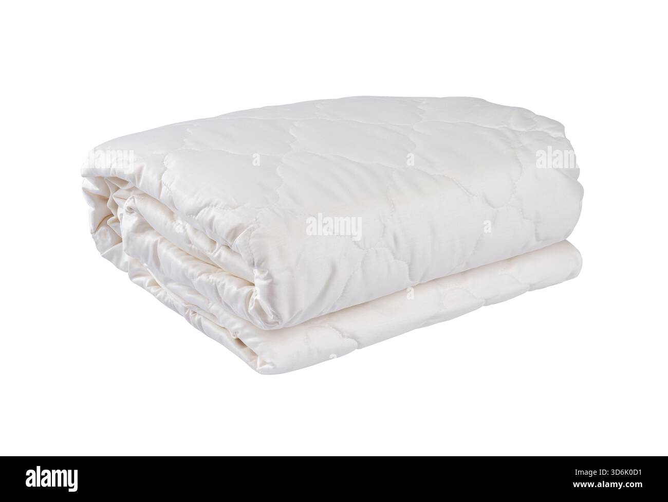 White folded quilt isolated on a white background Stock Photo