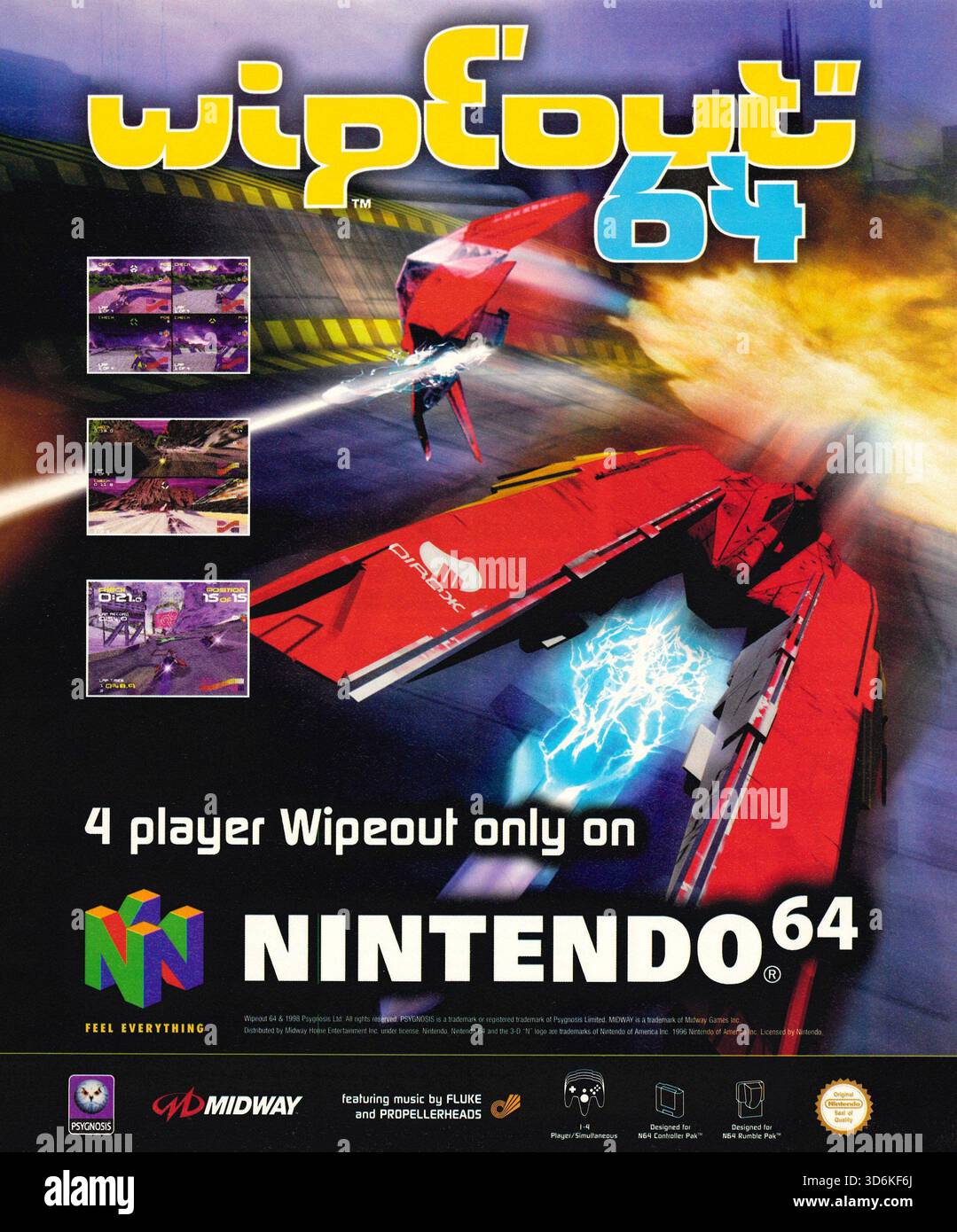 1998 Wipeout 64 video game 4-player ad Stock Photo - Alamy