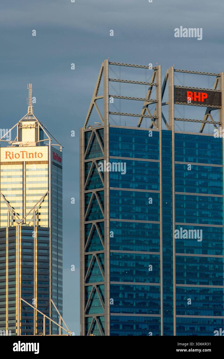 Perth Rio Oc Perth, Australia - November 18, 2025: Company names of Rio Tinto and ...