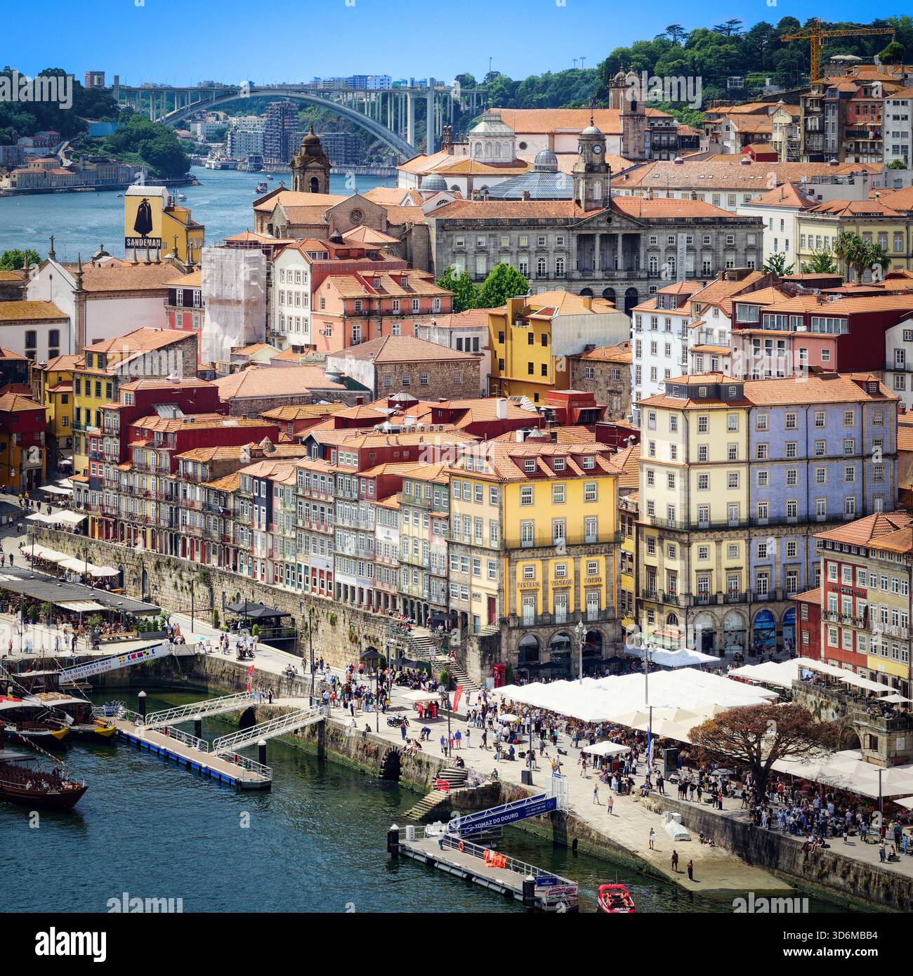 Porto Ribiara Panoramic View Of The Colorful Houses Of The Ribeira District Of Porto ...