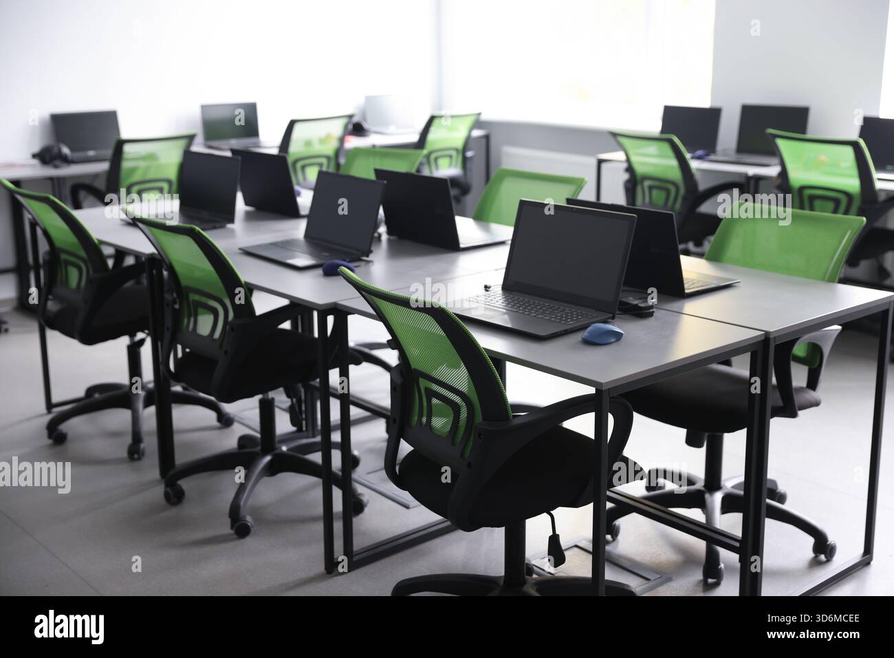 Computer science class with laptops at school Stock Photo - Alamy