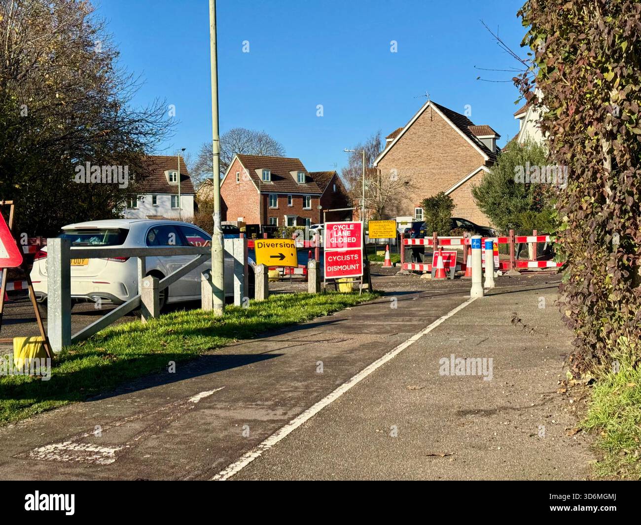 Kesgrave Suffolk - 21 November 2025 :Disruption on the Grange Farm estate as UK Power Networks install a new service. - Smartphone Captured Stock Image